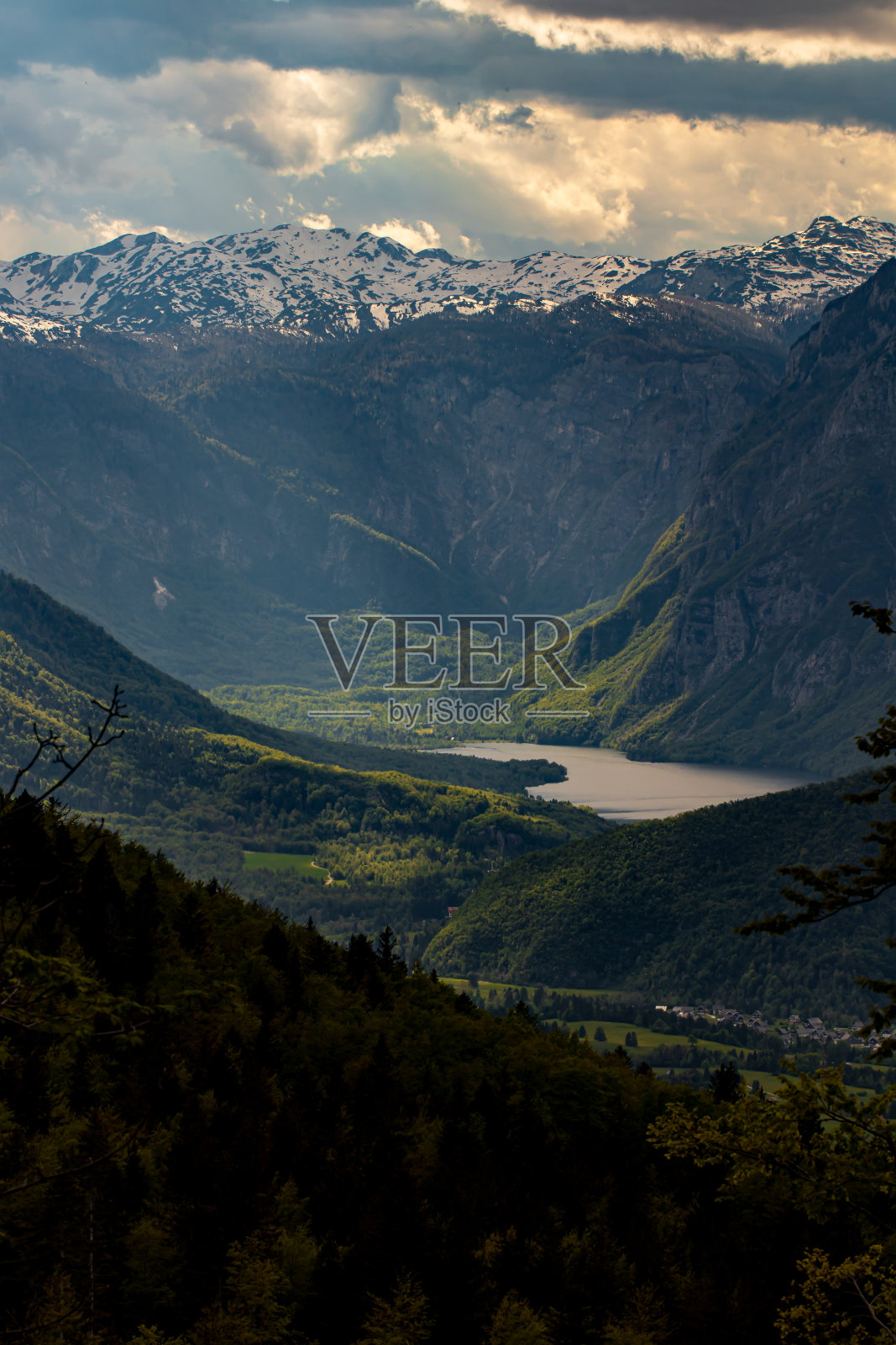 斯洛文尼亚美丽的Bohinj湖照片摄影图片