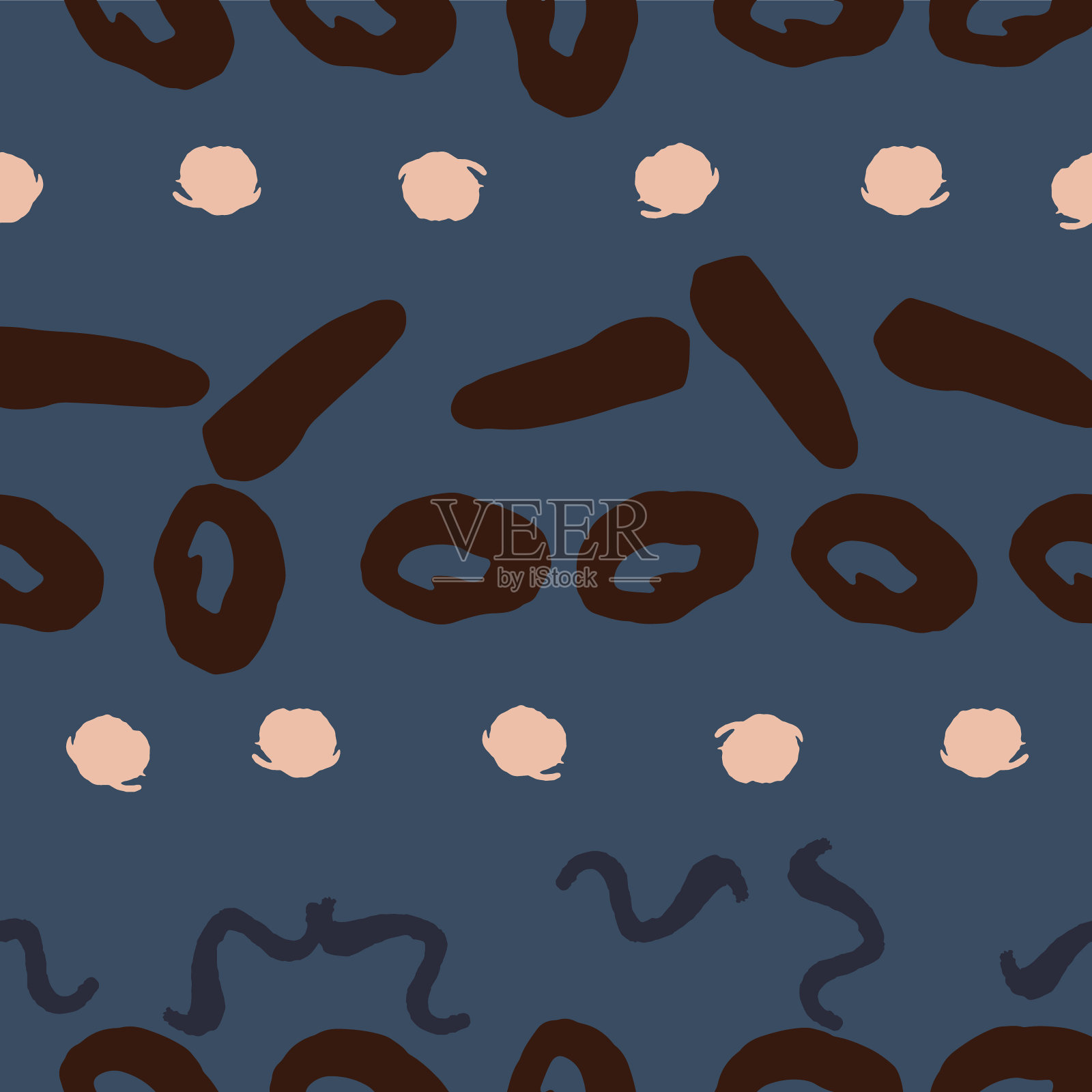 图形有机抽象涂鸦形状无缝模式插画图片素材