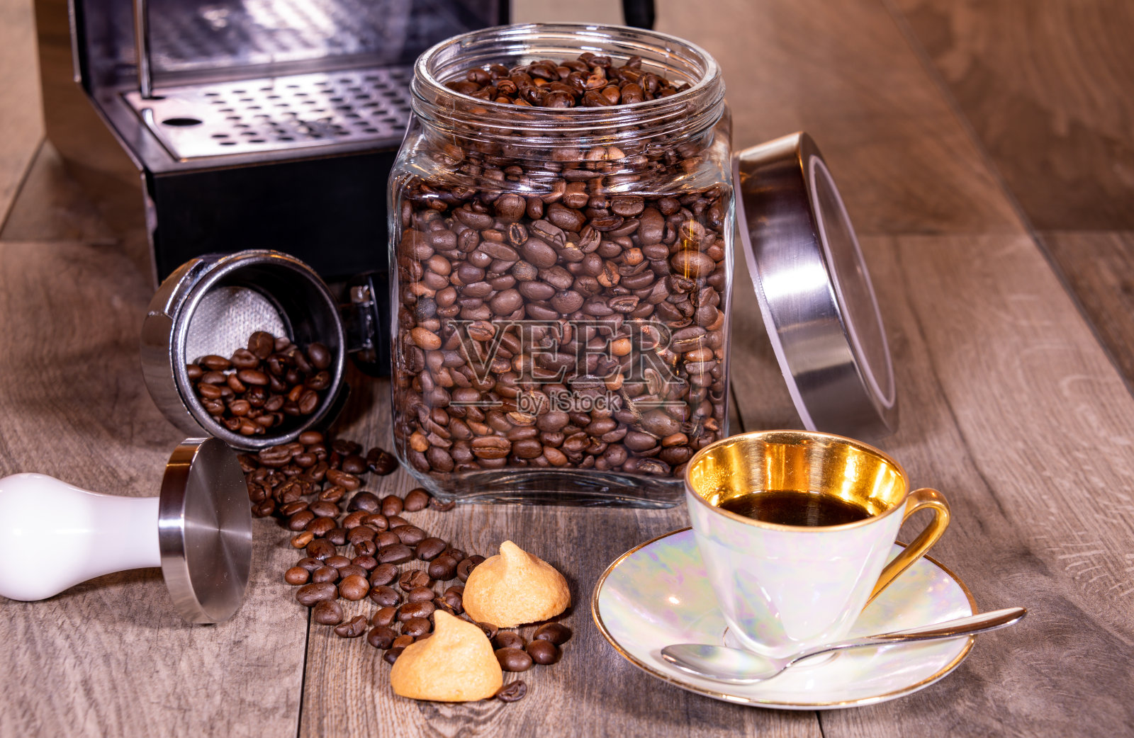 浓缩咖啡和饼干照片摄影图片