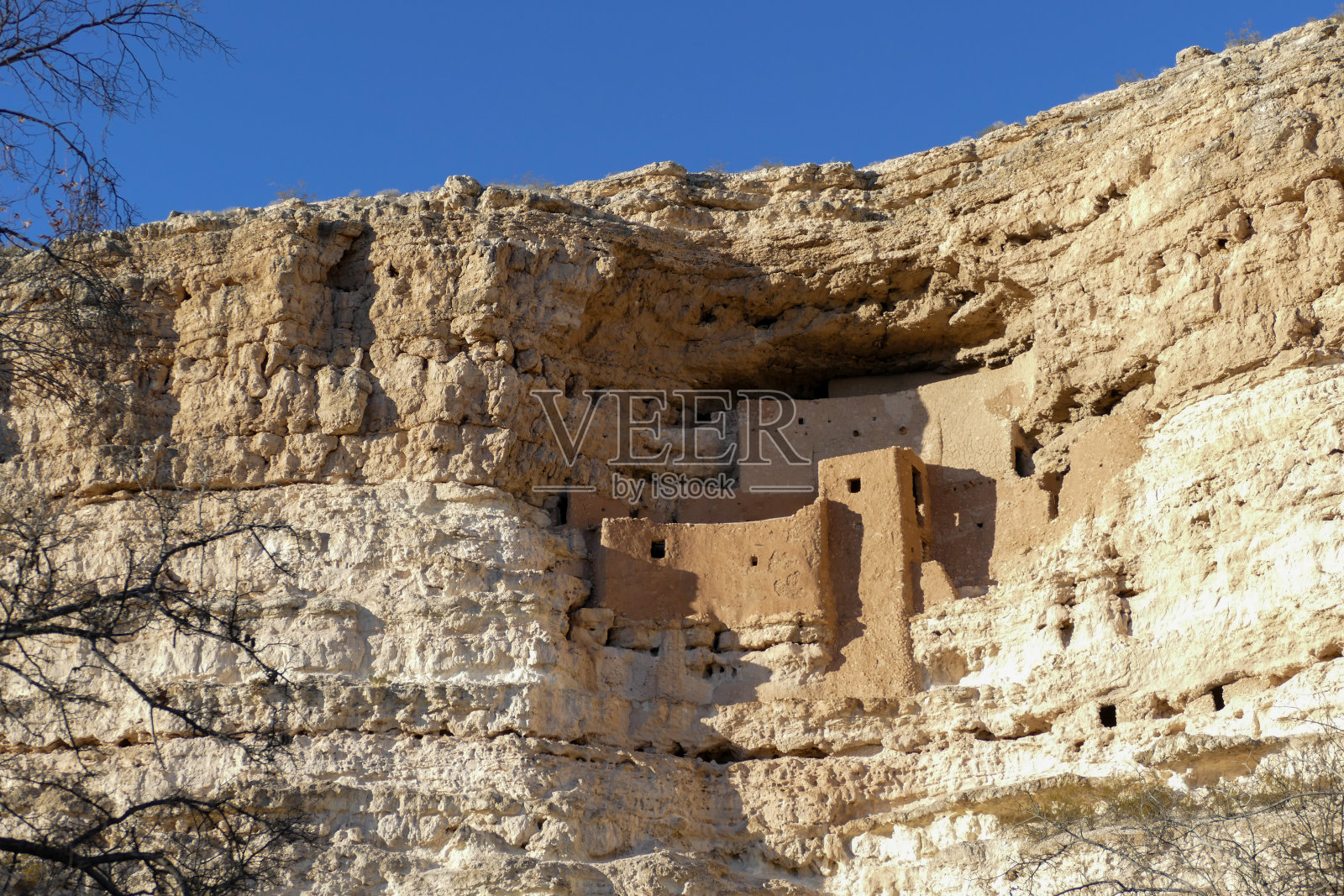 亚利桑那州佛得营附近的蒙特祖玛城堡，照片摄影图片