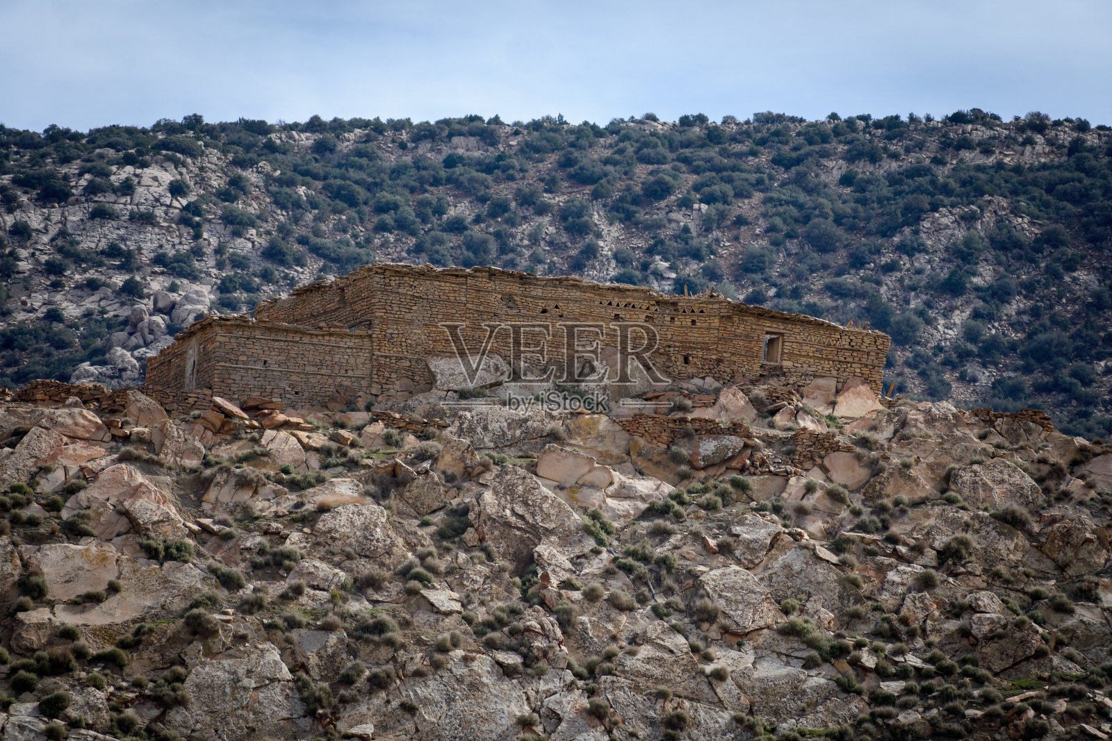 阿尔及利亚Batna的Theniet El Abed的老村庄照片摄影图片