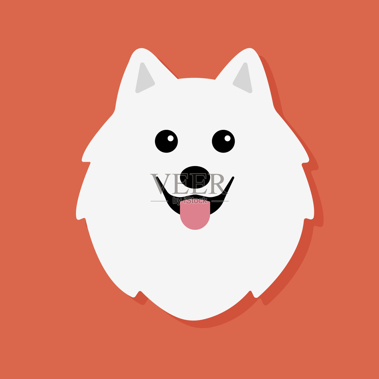 一只白狗的插图插画图片素材