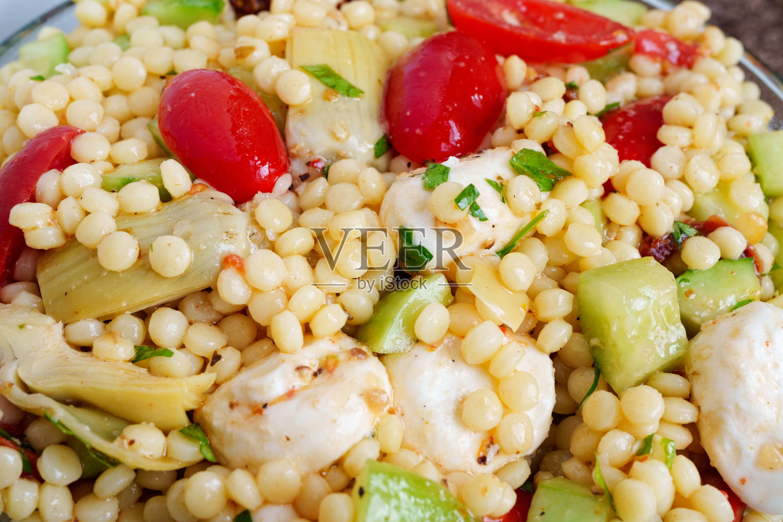 以色列粗麦粉沙拉特写细节照片摄影图片