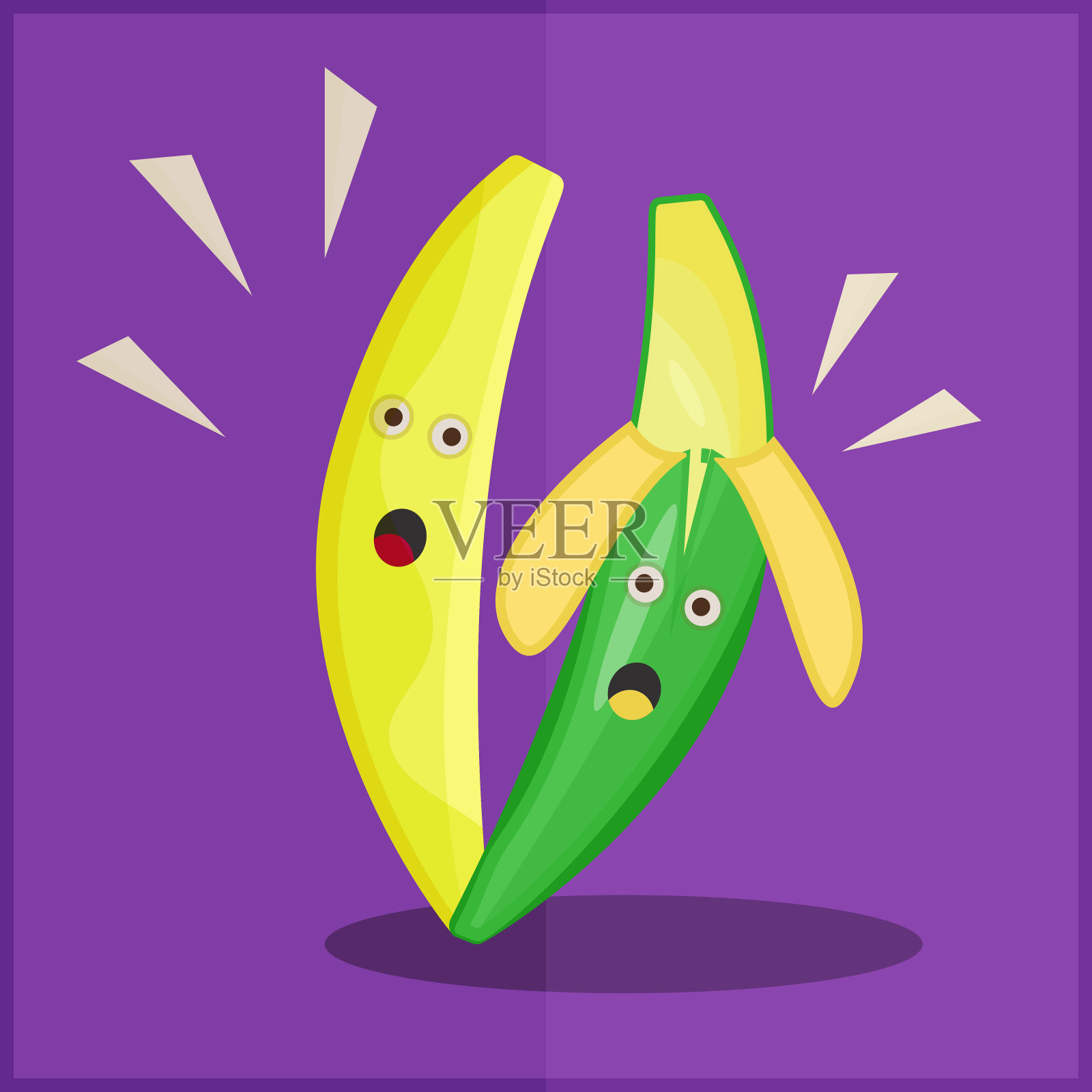 香蕉平面矢量卡通图标，高分辨率设计元素图片