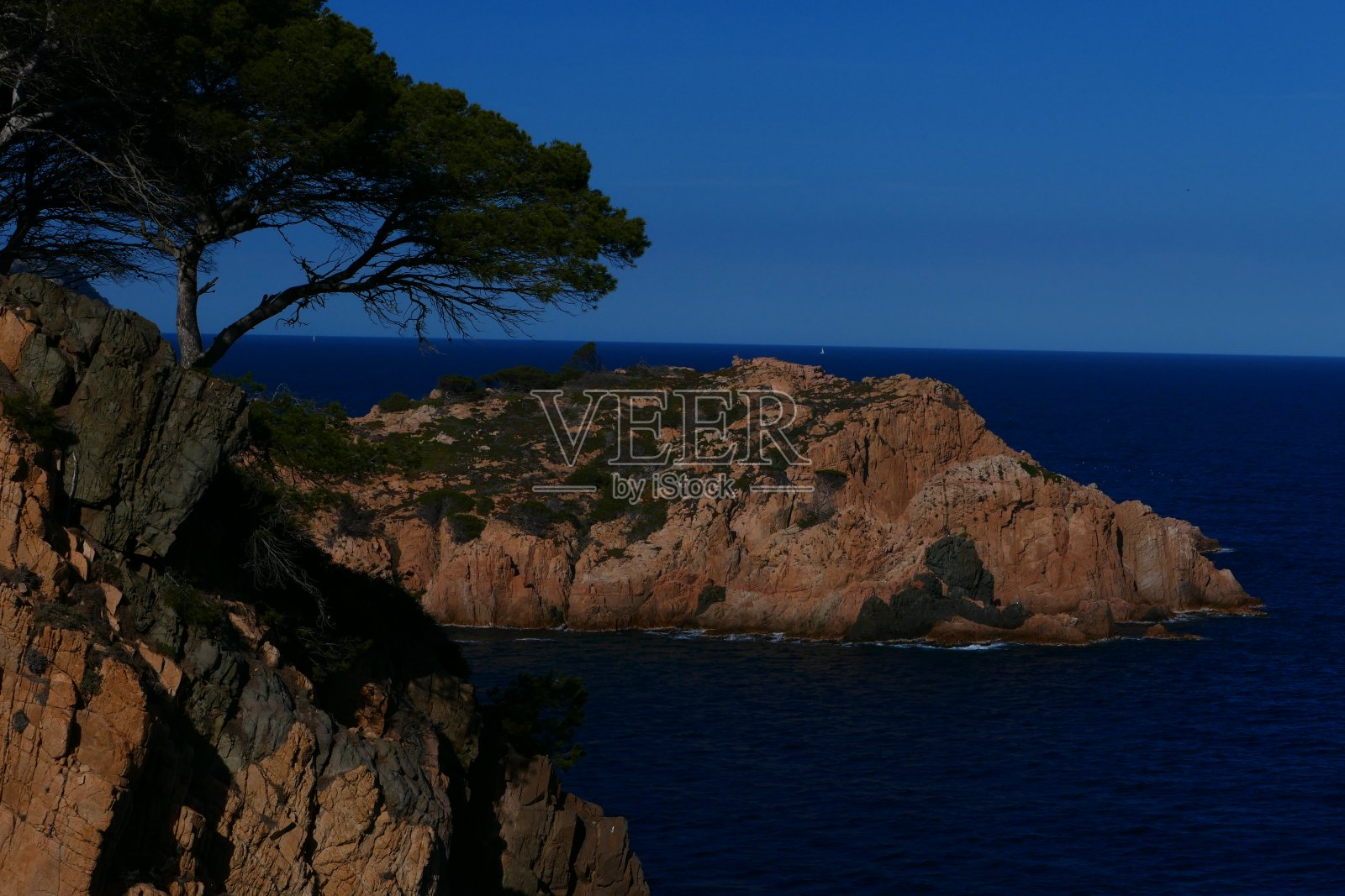 岩石海岸，周围的Tamariu, Costa Brava，加泰罗尼亚照片摄影图片