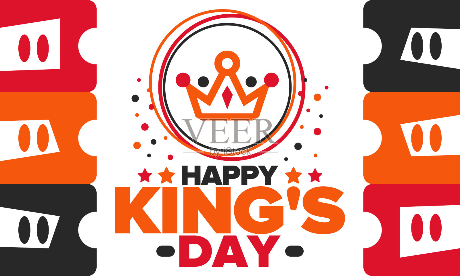 荷兰的国王节。荷兰语Koningsdag。国家的文化遗产和庆祝国王陛下的生日。荷兰皇室。荷兰国旗。橙色还是橙色的疯狂。向量插画图片素材