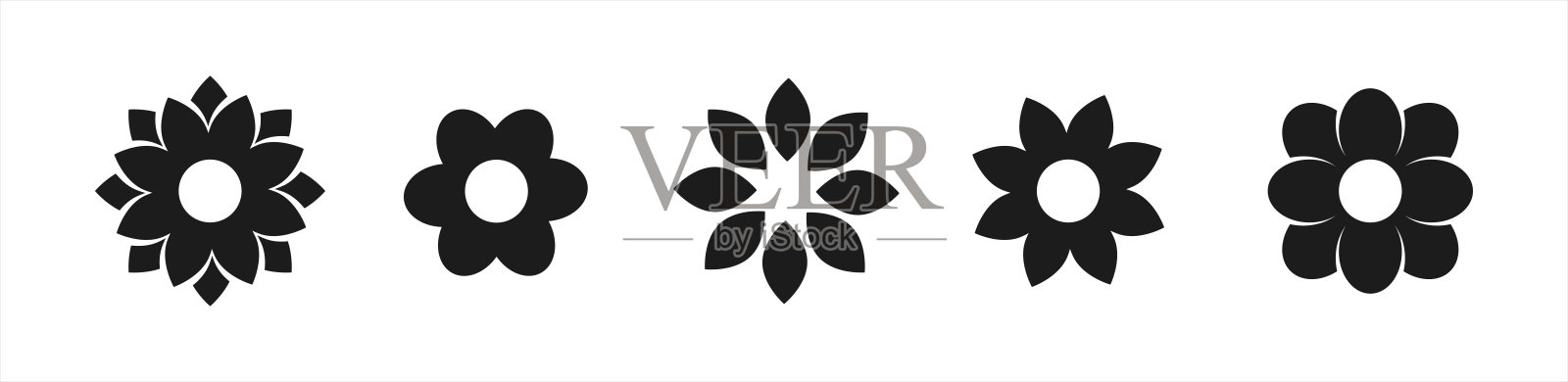 花图标设置孤立的白色背景。花简单的图标。矢量插图10 eps。图标素材