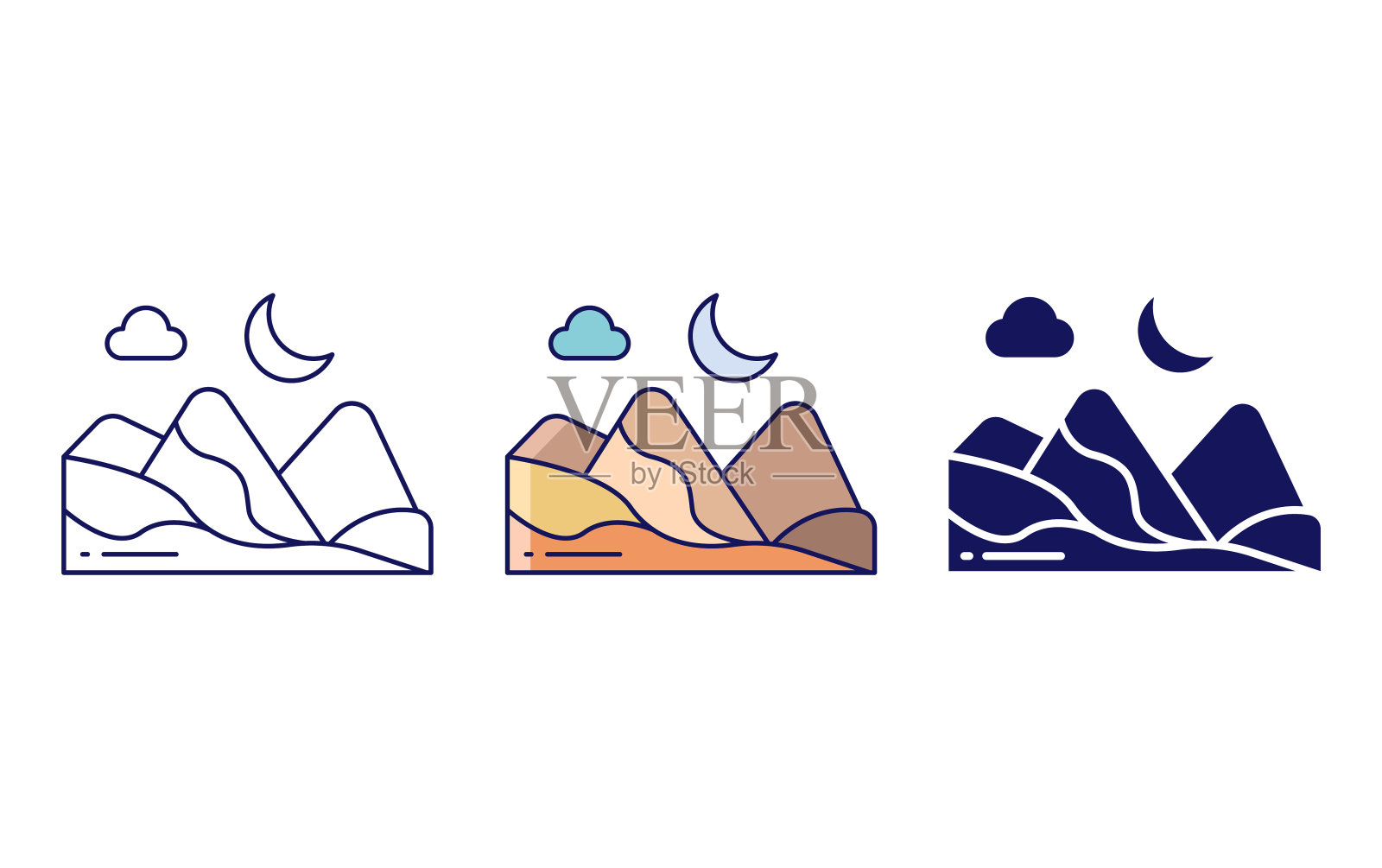 沙漠山矢量图标插画图片素材