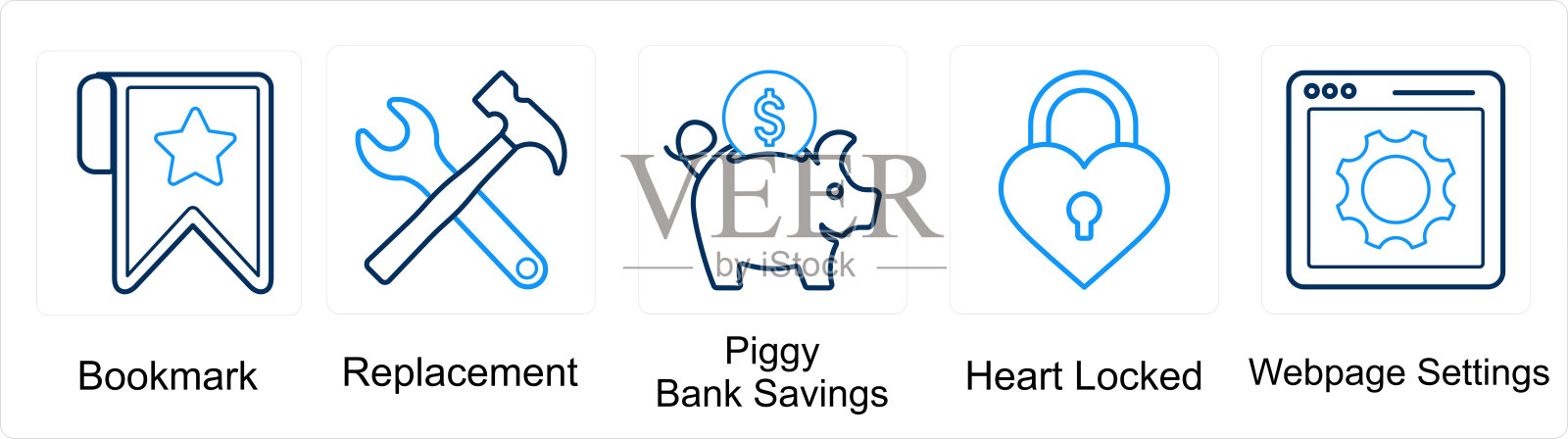 一套5混合图标作为书签，替换，储蓄罐储蓄图标素材