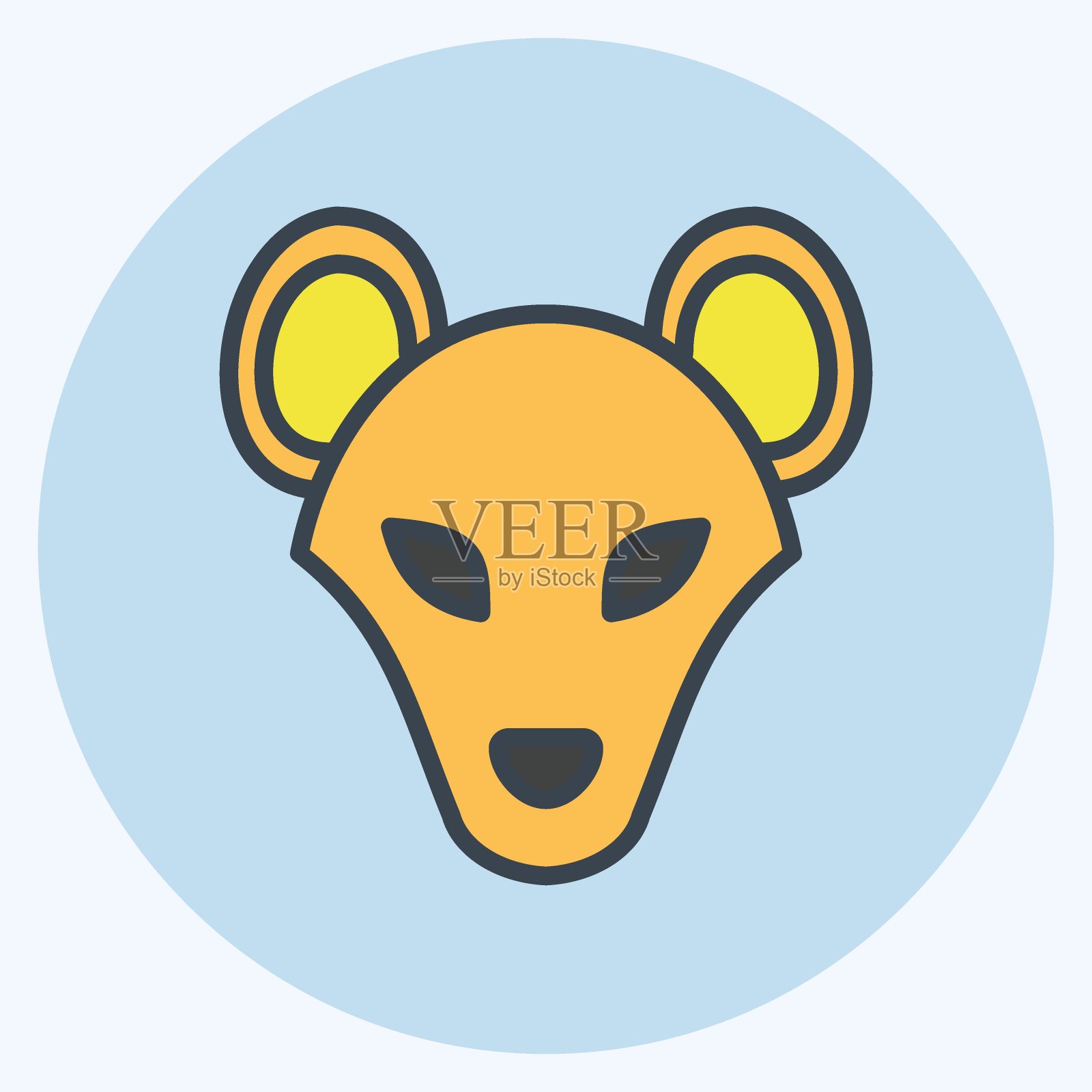 图标鬣狗。与兽首符号有关。设计简单，可编辑。简单的说明插画图片素材