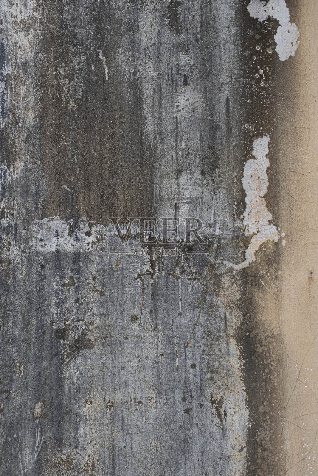 带有棕色污渍和灰泥纹理的混凝土墙照片摄影图片