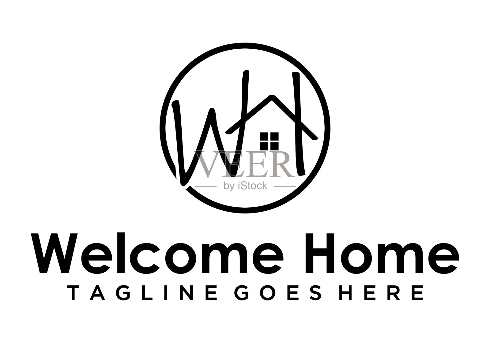 万洲初始住宅物业及地产标识设计插画图片素材