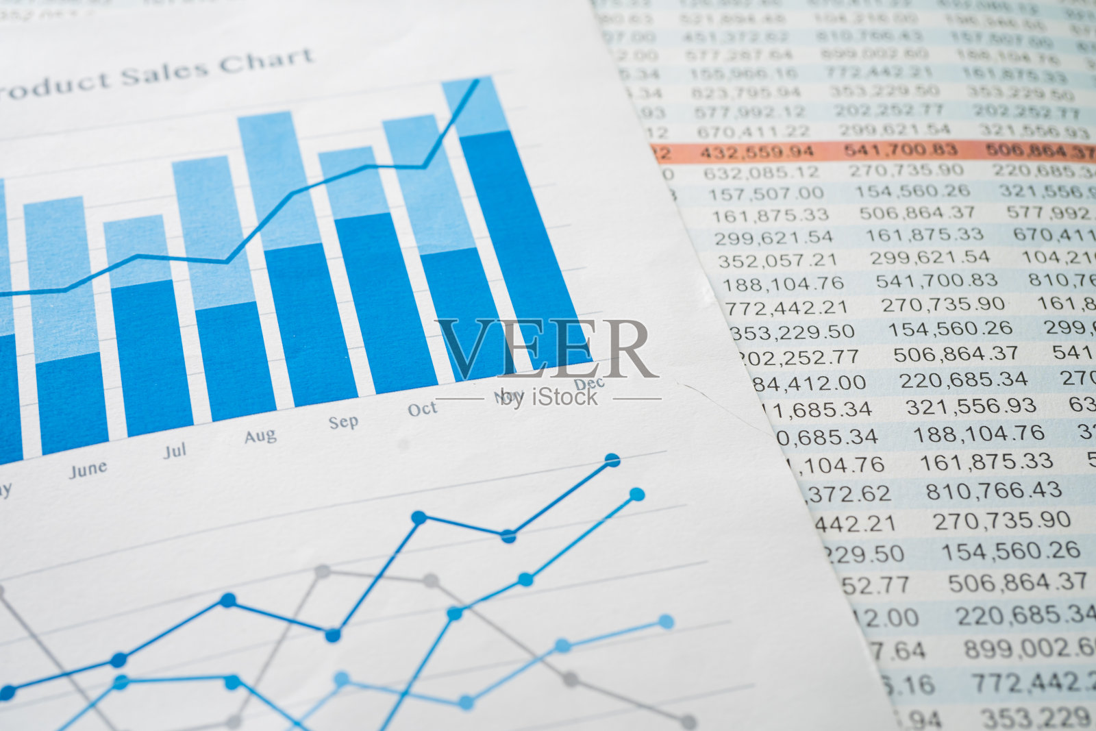 图表或图表纸。财务、会计、统计和业务数据概念。照片摄影图片