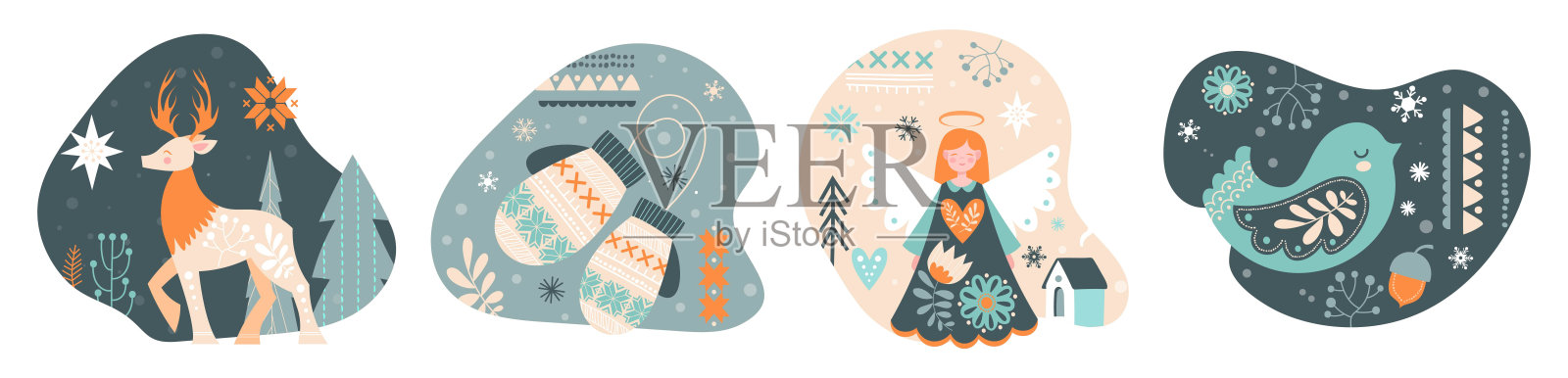 北欧绘画套装插画图片素材