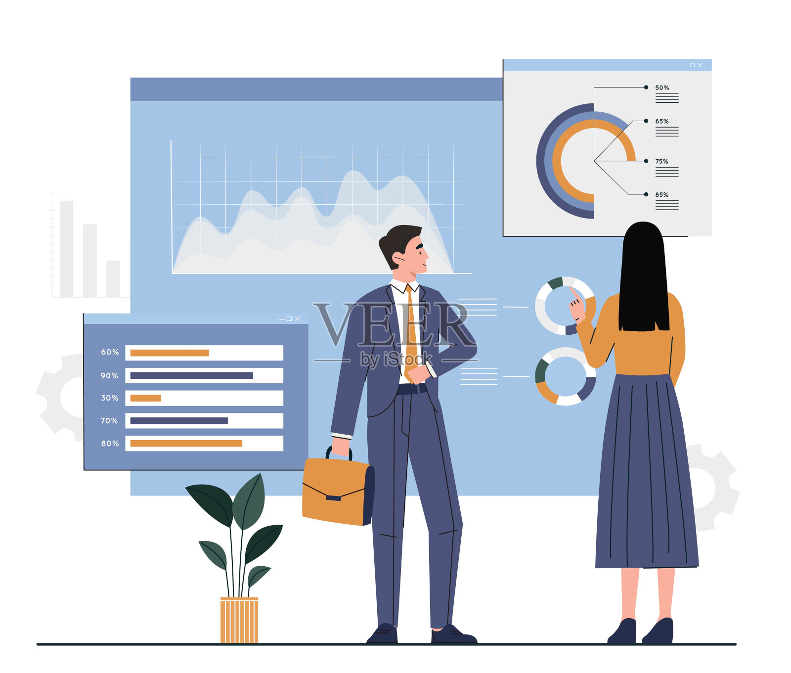 工作表现检讨概念插画图片素材