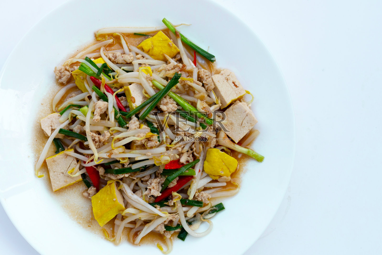 豆芽炒肉末和豆腐照片摄影图片