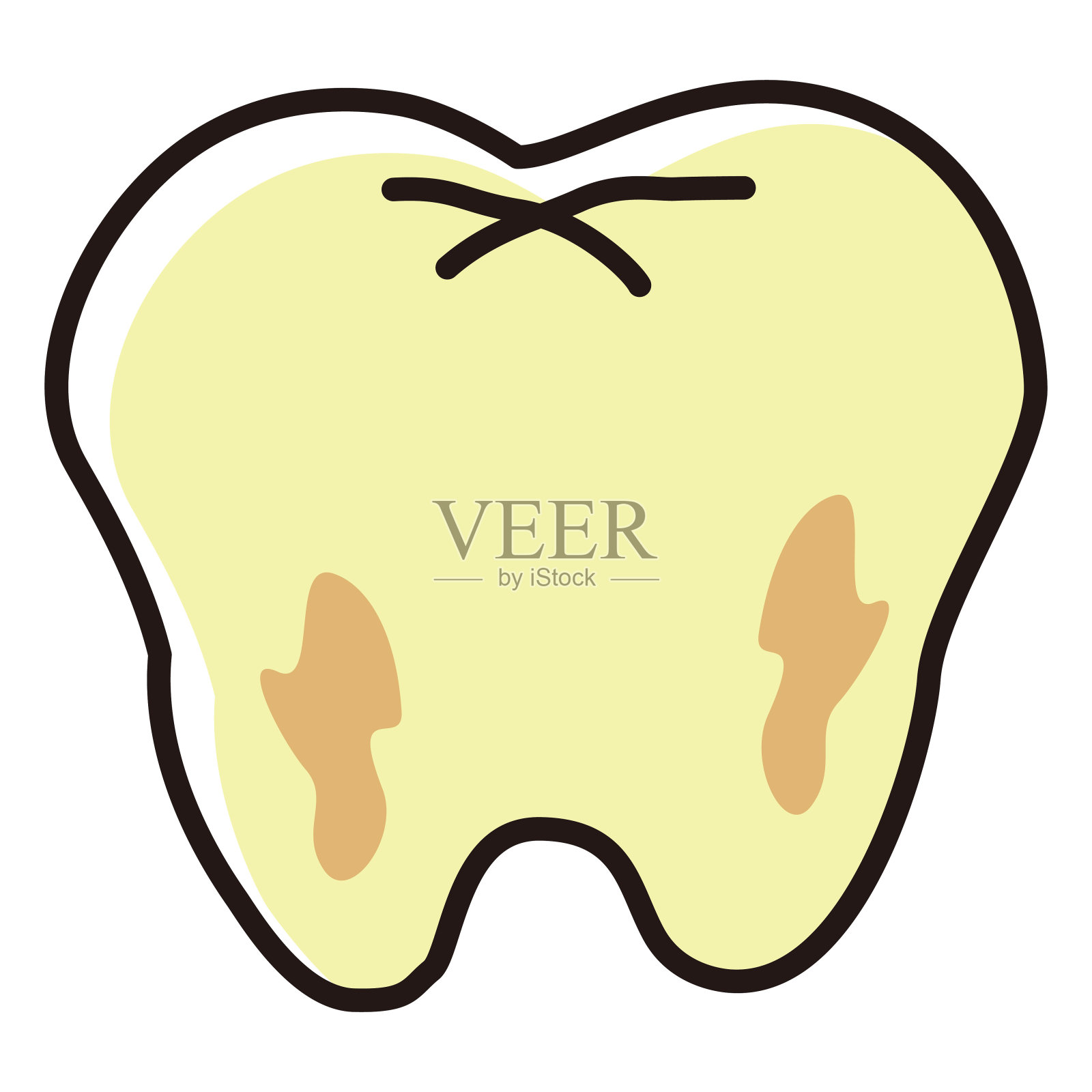 黄色牙齿和棕色污渍的插图插画图片素材