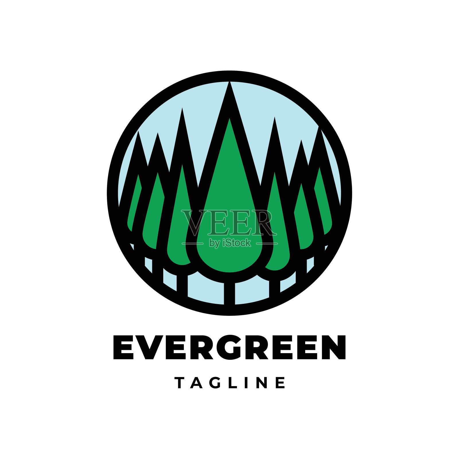 自然常青树标志设计元素图片