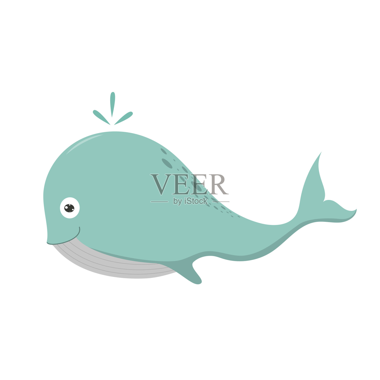 可爱的卡通鲸鱼孤立的白色背景设计元素图片