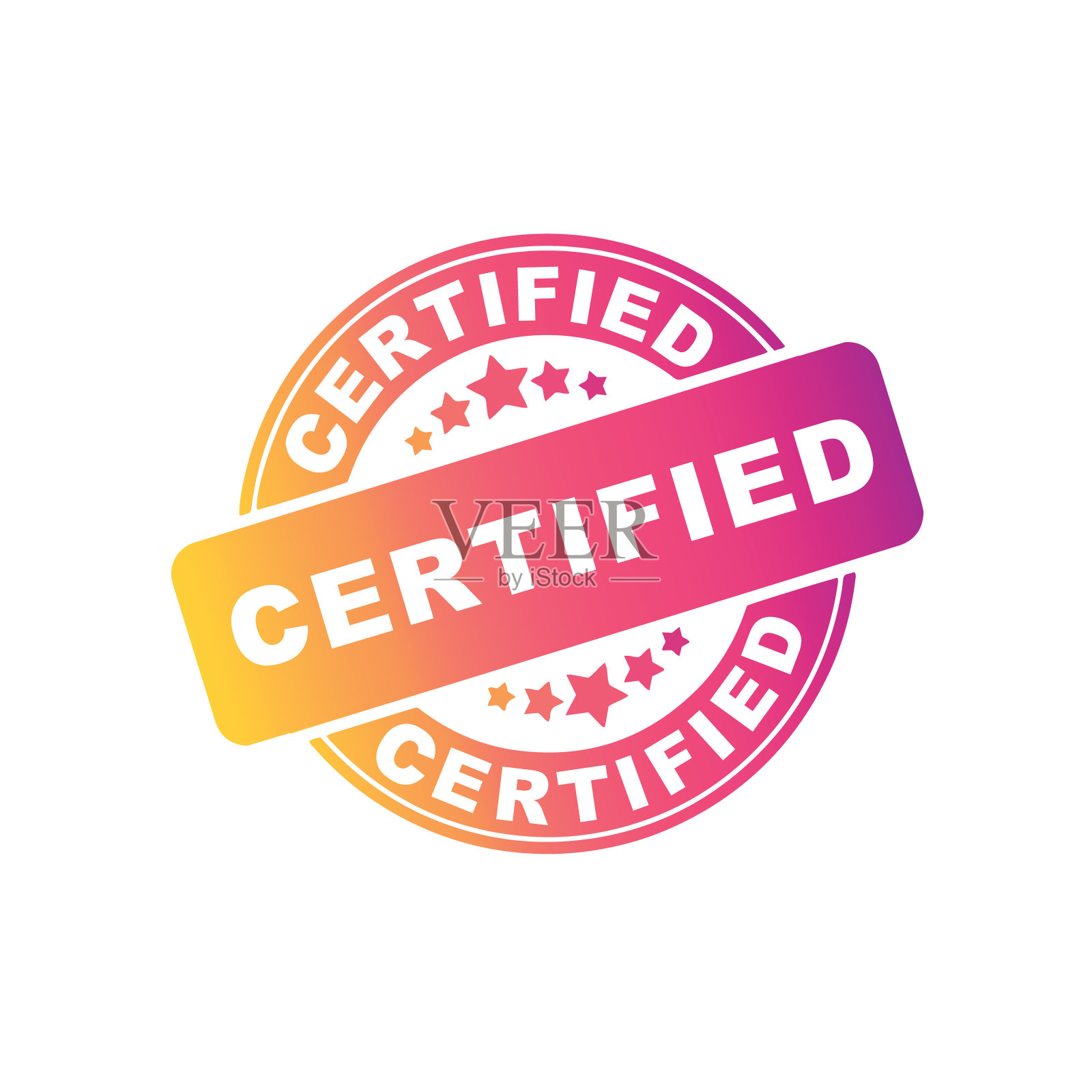 经过认证的渐变色橡皮图章。插画图片素材