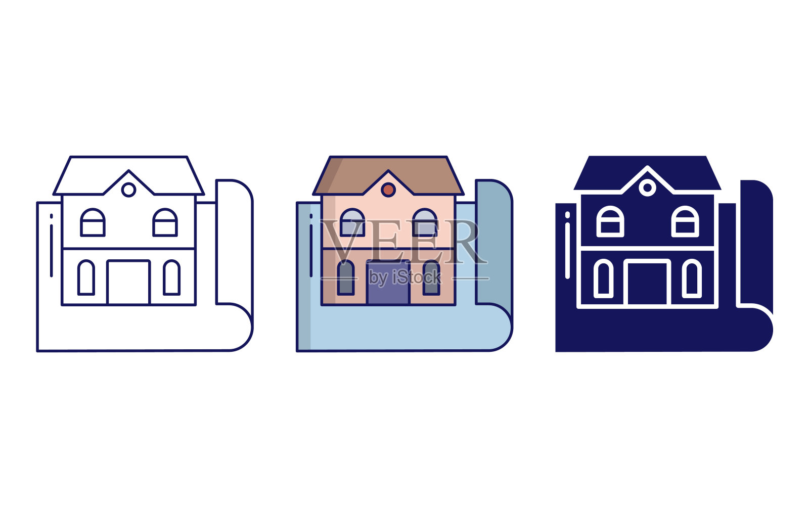 家庭蓝图矢量图标插画图片素材