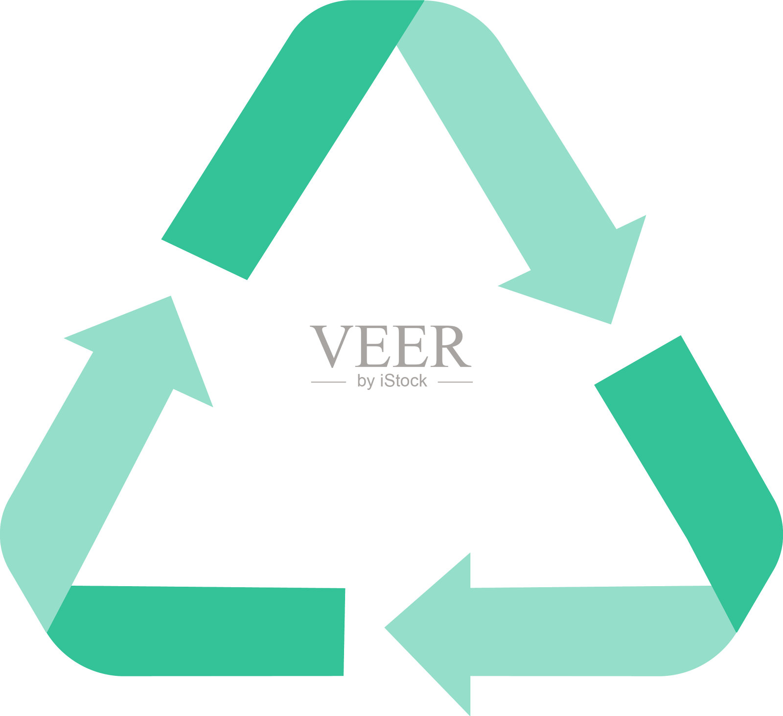 绿色回收标志三个旋转箭头设计元素图片