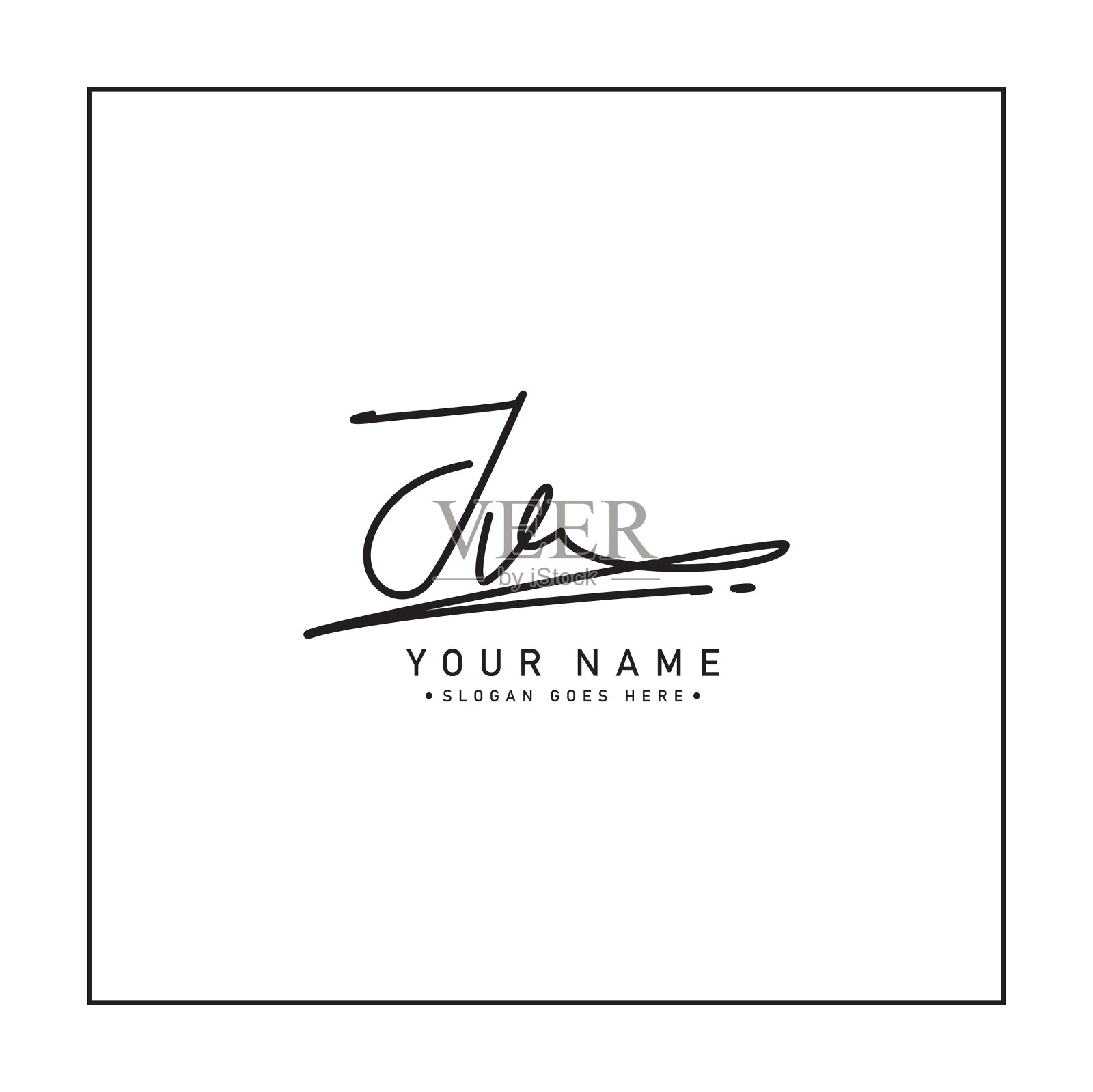 字母jv的初始签名标志-标志插画图片素材