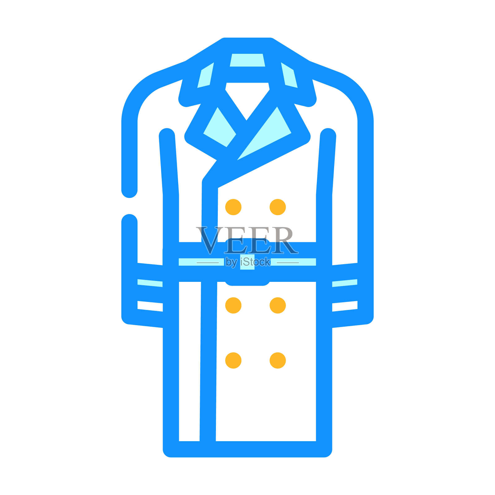 战壕外套男性颜色图标矢量插图插画图片素材