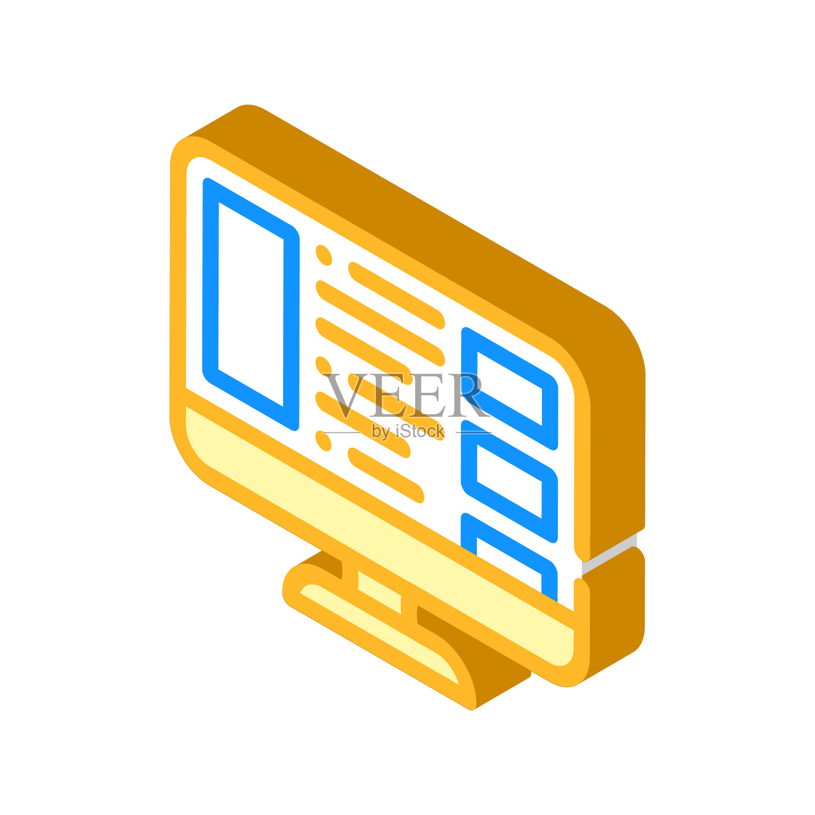 显示广告等距图标矢量插图插画图片素材