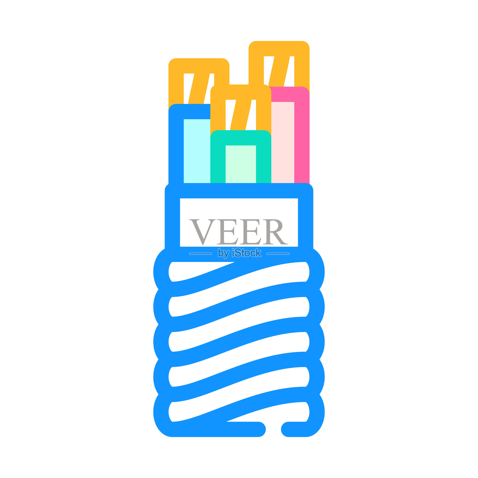 主馈线电缆颜色图标矢量说明插画图片素材