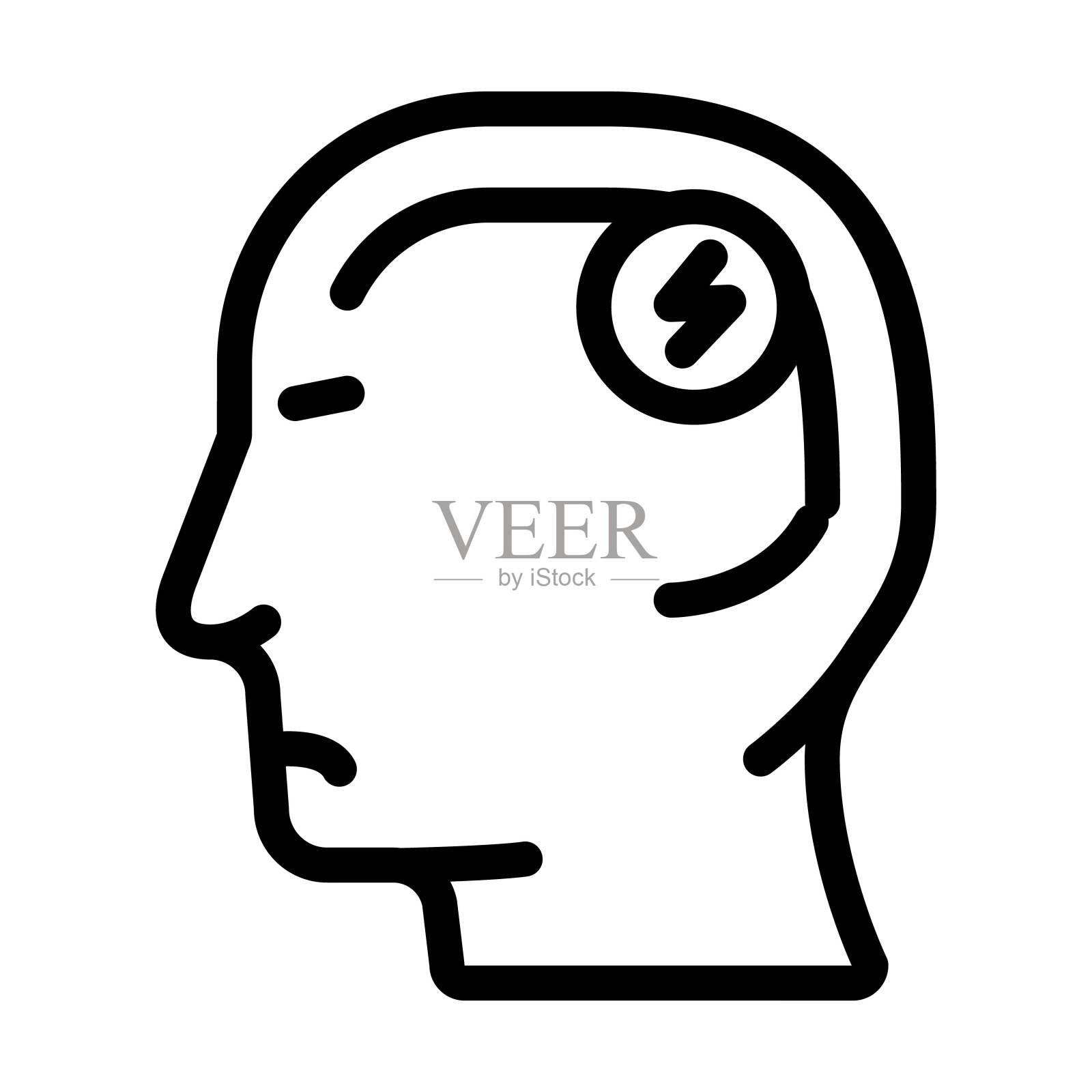 头部疼痛身体疼痛线图标矢量插图插画图片素材