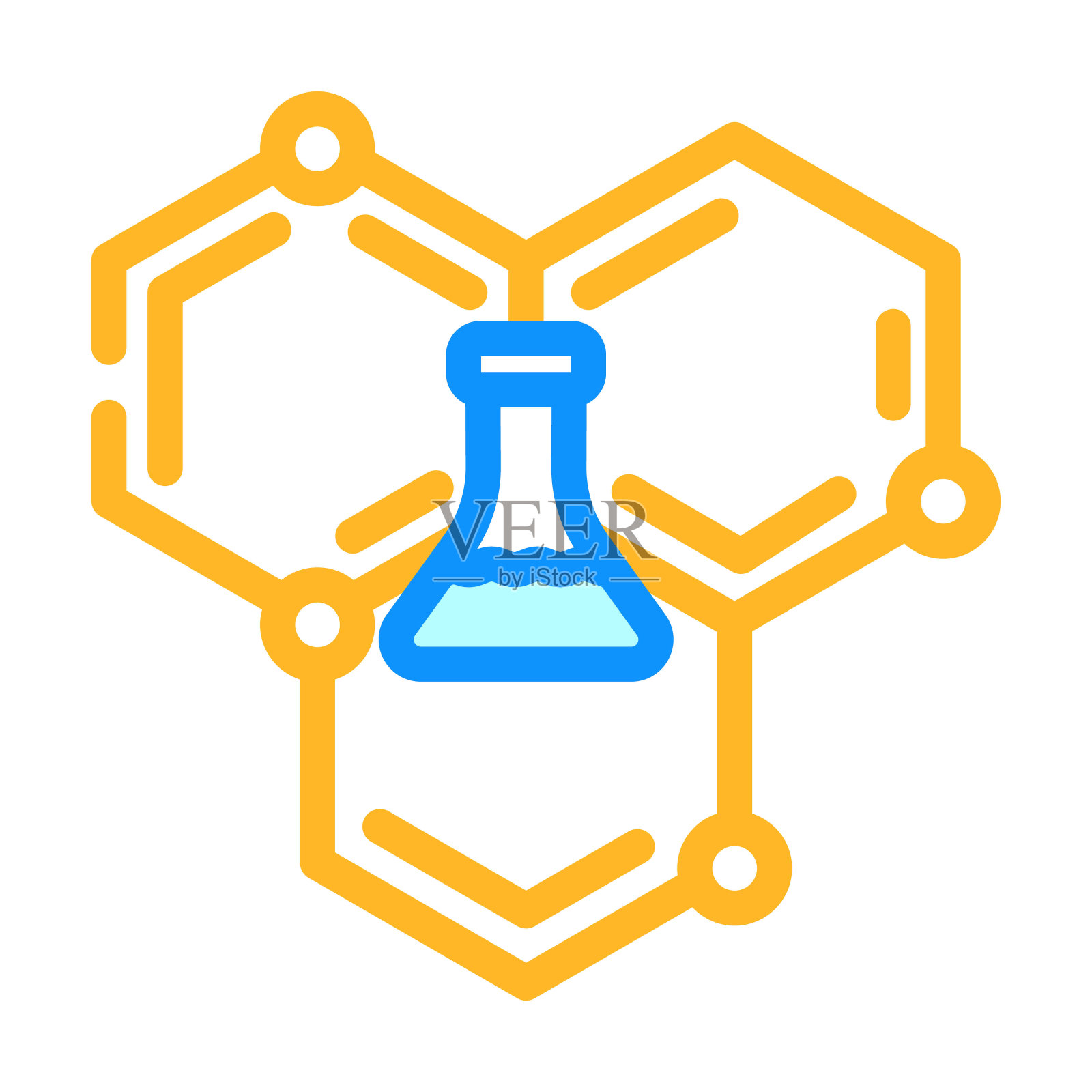 科学的分子结构彩色图标矢量插图插画图片素材
