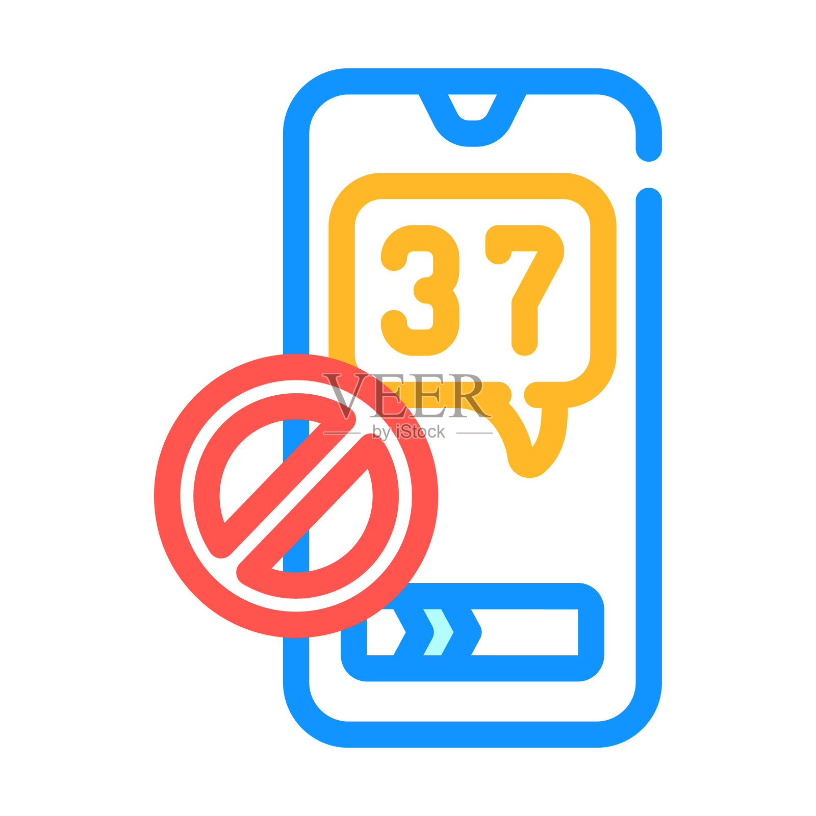 尽量减少手机使用头痛治疗颜色图标矢量插图插画图片素材