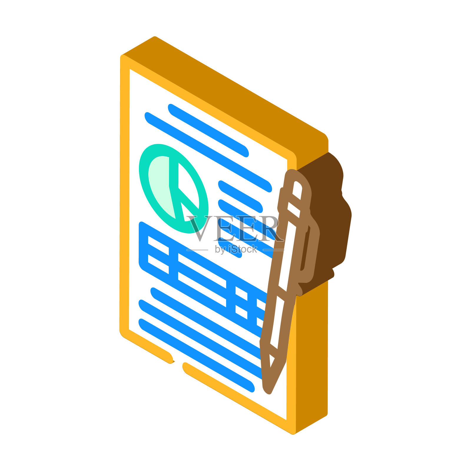 报告纸文件等距图标矢量插图插画图片素材