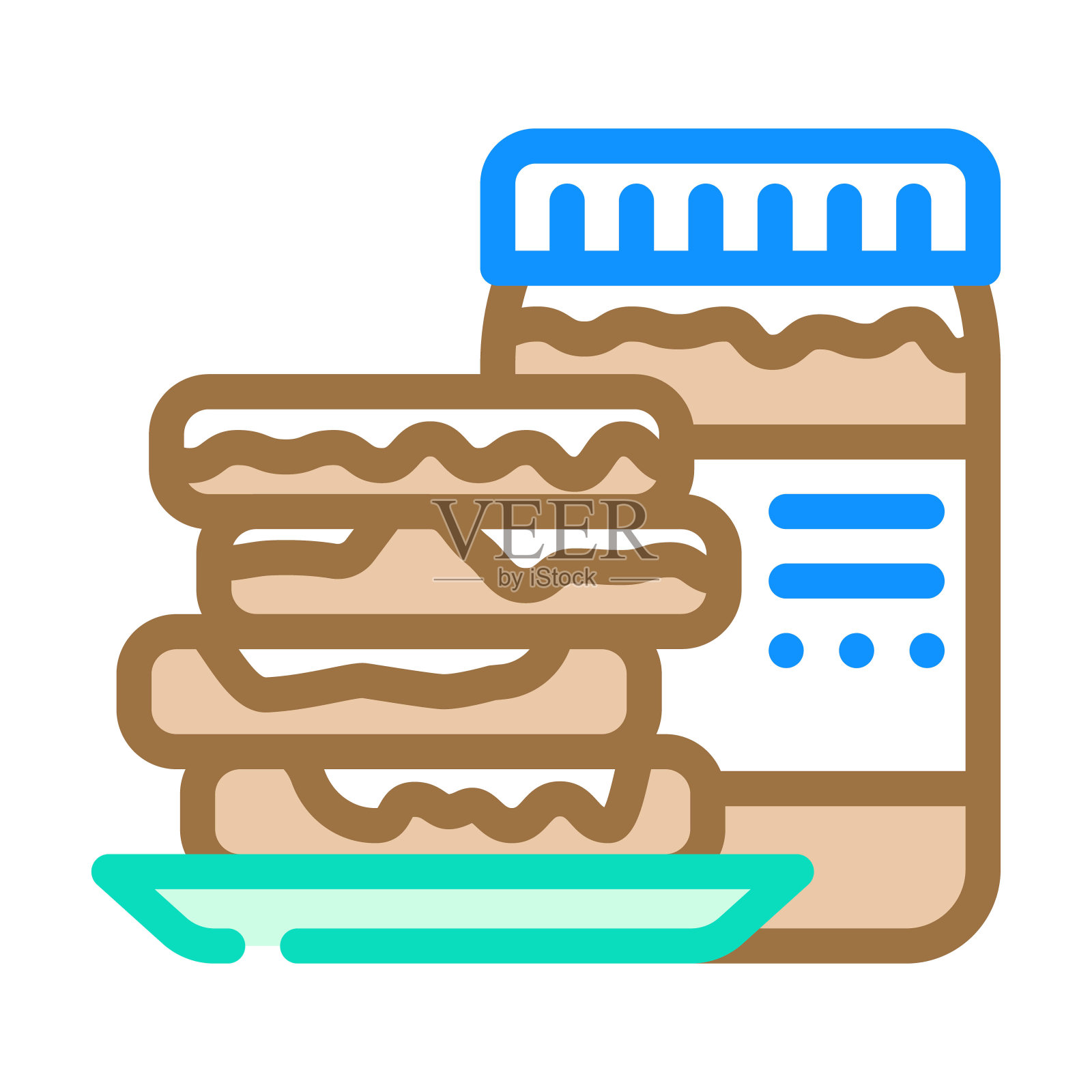 早餐巧克力糖果食物颜色图标矢量插图插画图片素材