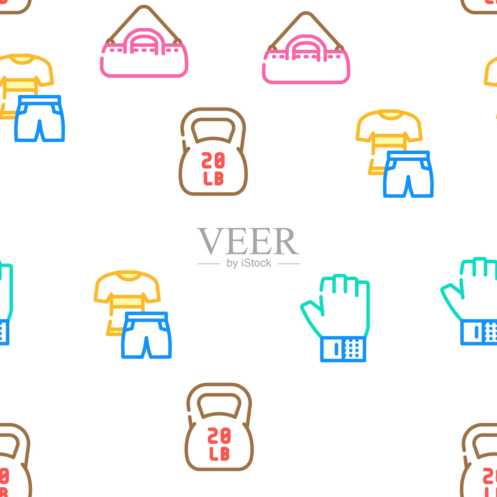 健身房健身矢量运动模式无缝衔接插画图片素材