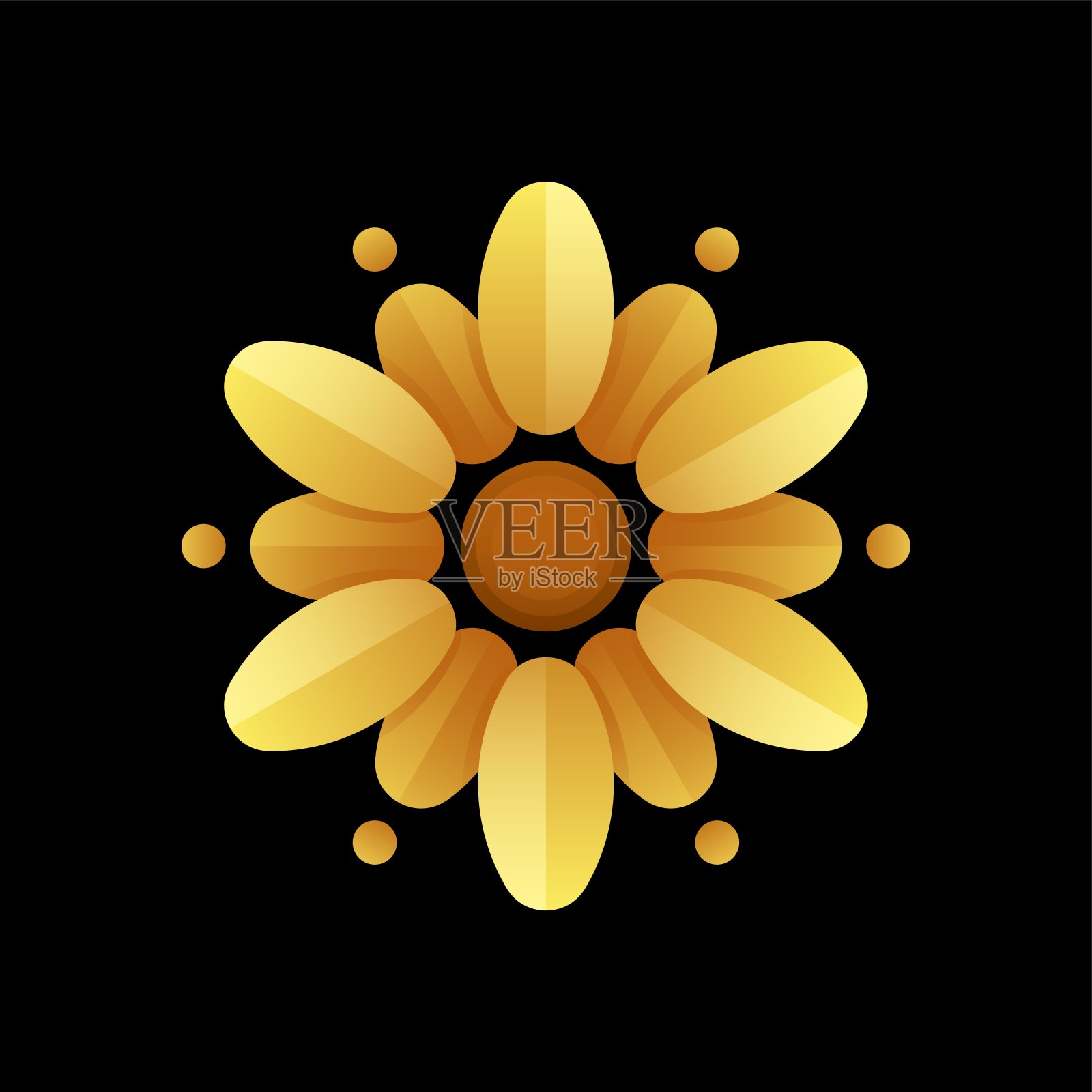 矢量插图向日葵渐变彩色风格。插画图片素材