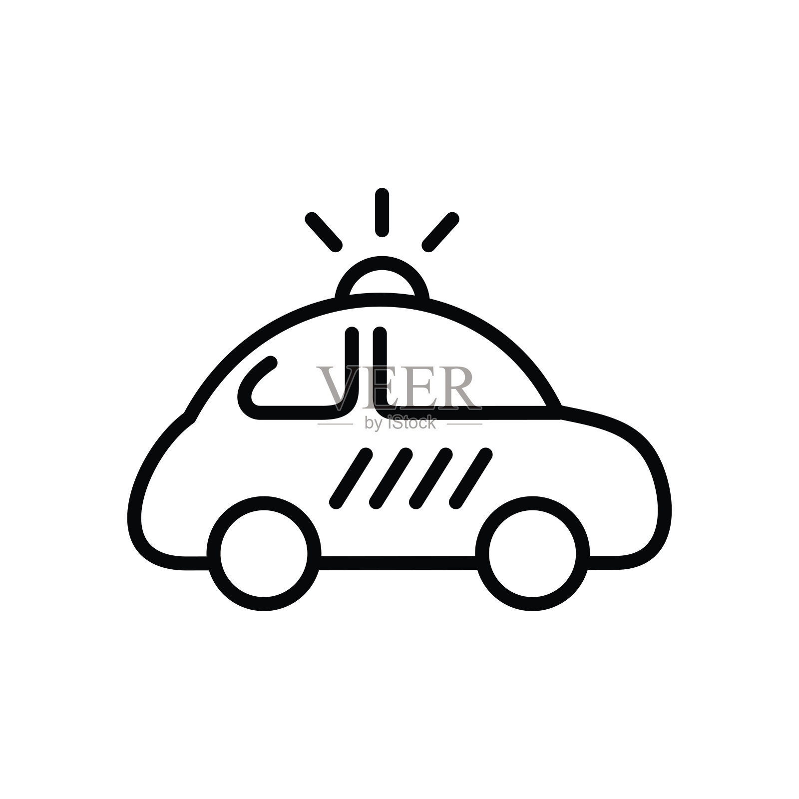 警车线图标孤立在白色背景上插画图片素材