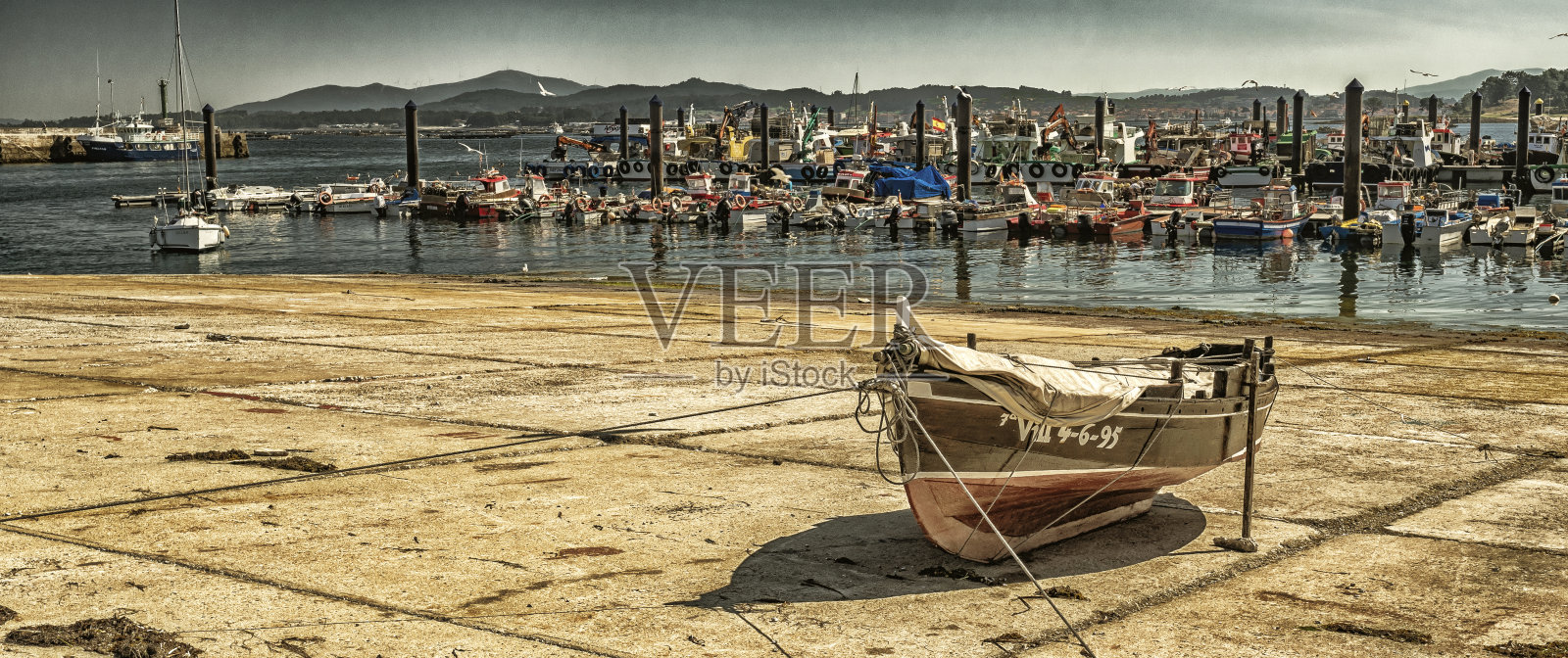 西班牙，O Grove渔港照片摄影图片