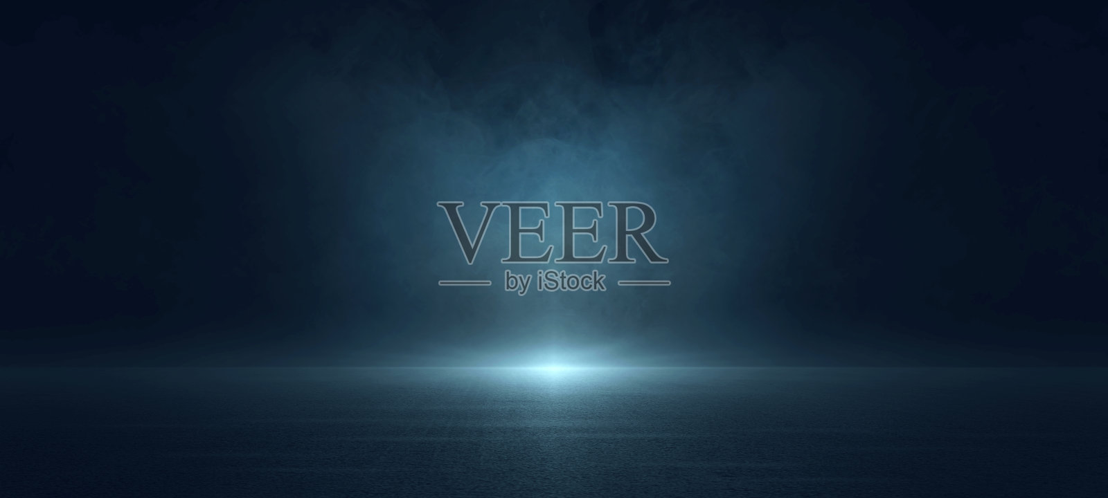 黑暗的街道，沥青抽象的深蓝色背景，空旷的黑暗场景，霓虹灯，聚光灯混凝土地板和工作室房间与烟雾漂浮在室内纹理为场景展示产品。照片摄影图片