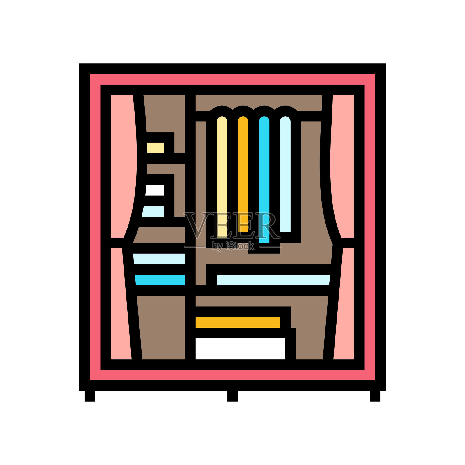 衣柜儿童卧室颜色图标矢量插图插画图片素材