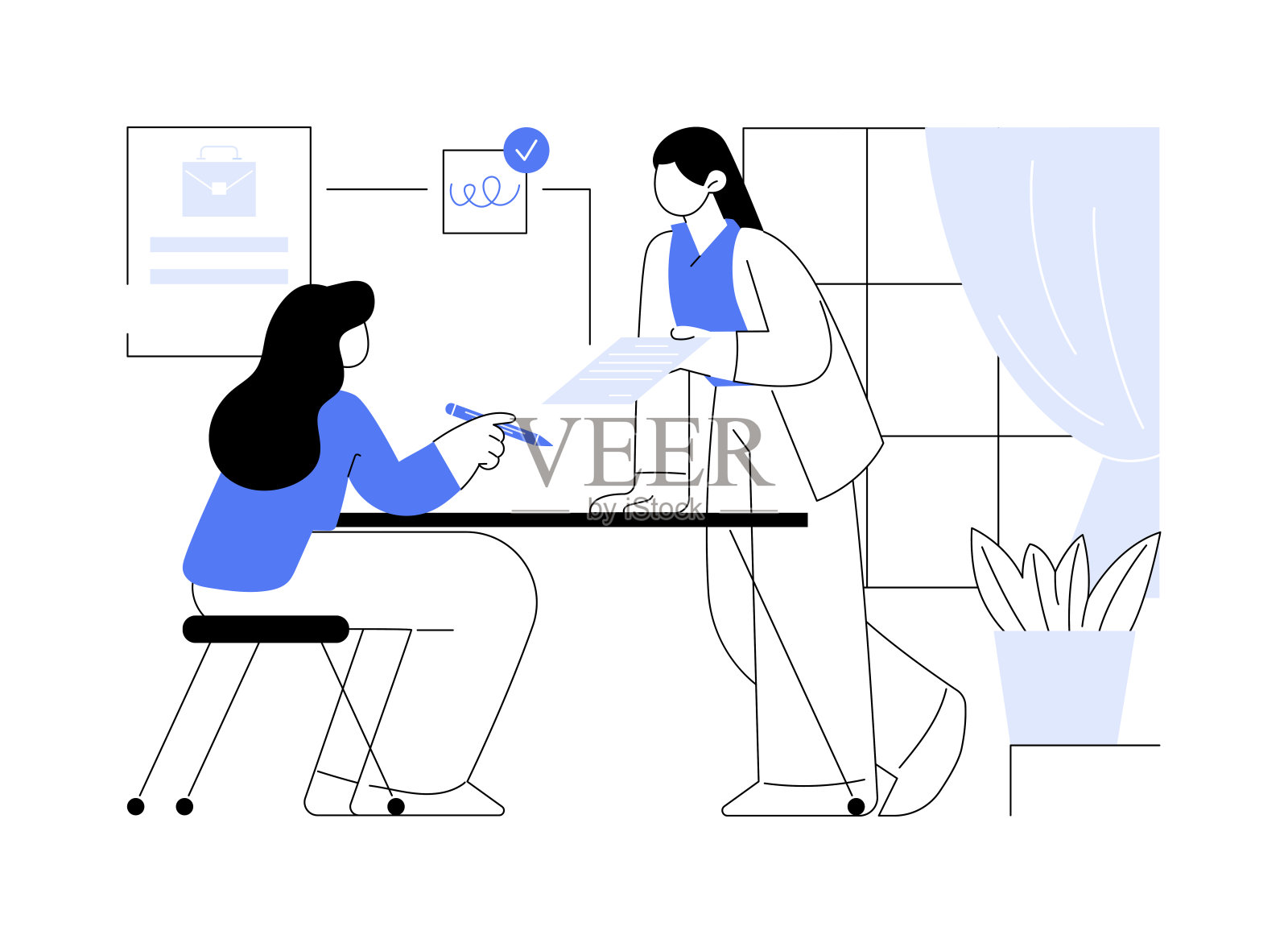 签约合同抽象概念矢量插图。插画图片素材