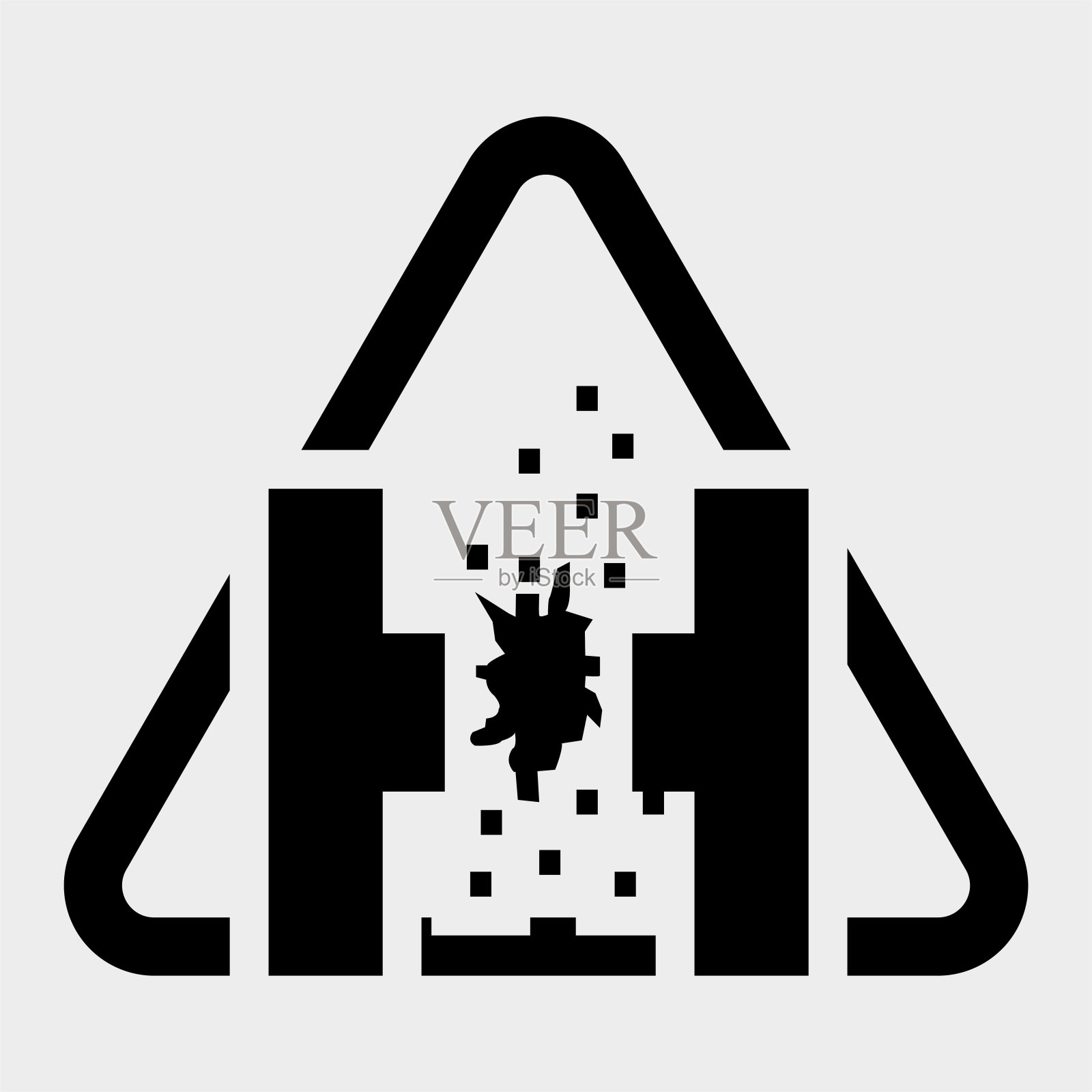 熔化的金属符号的危险标志隔离在白色背景，矢量插图EPS.10插画图片素材