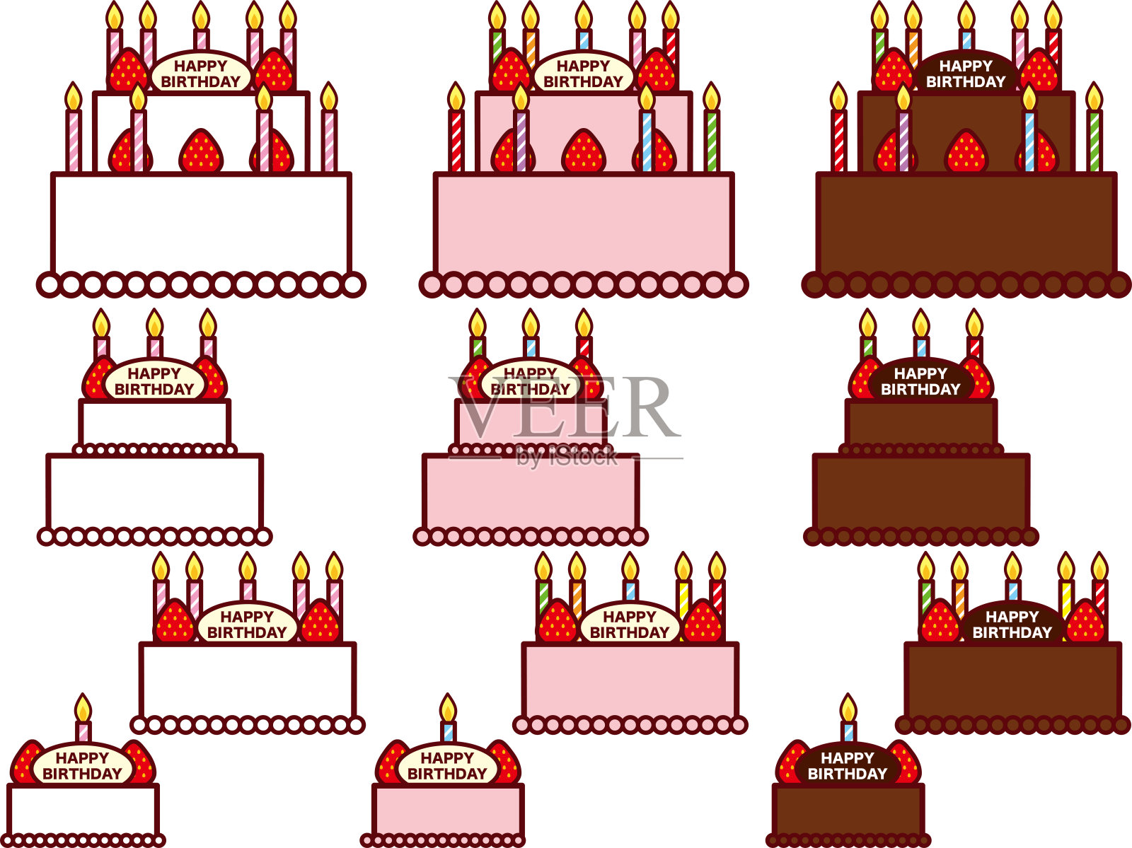 生日蛋糕横盘插画图片素材