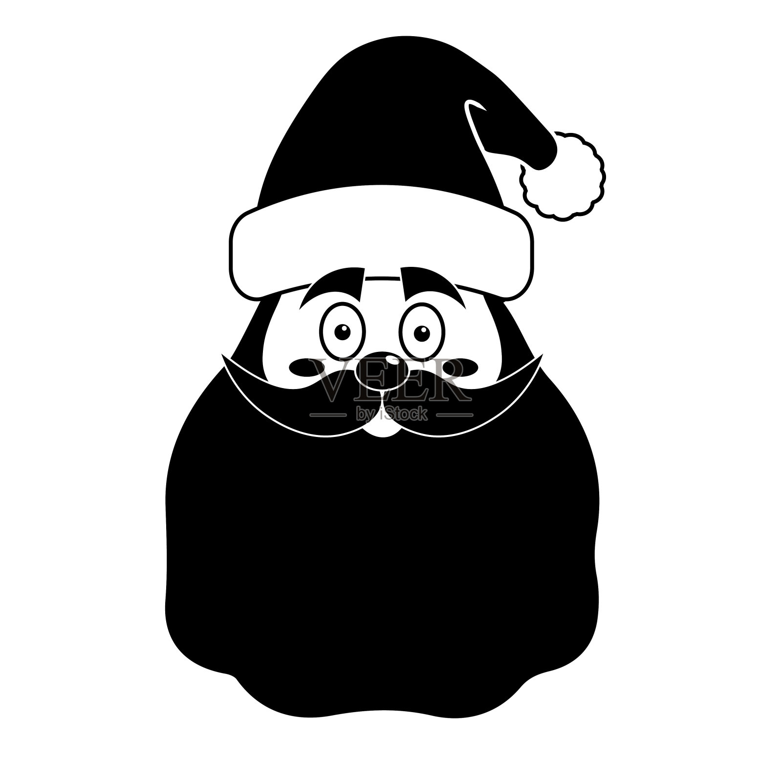 圣诞老人与圣诞帽图标的简单插图插画图片素材