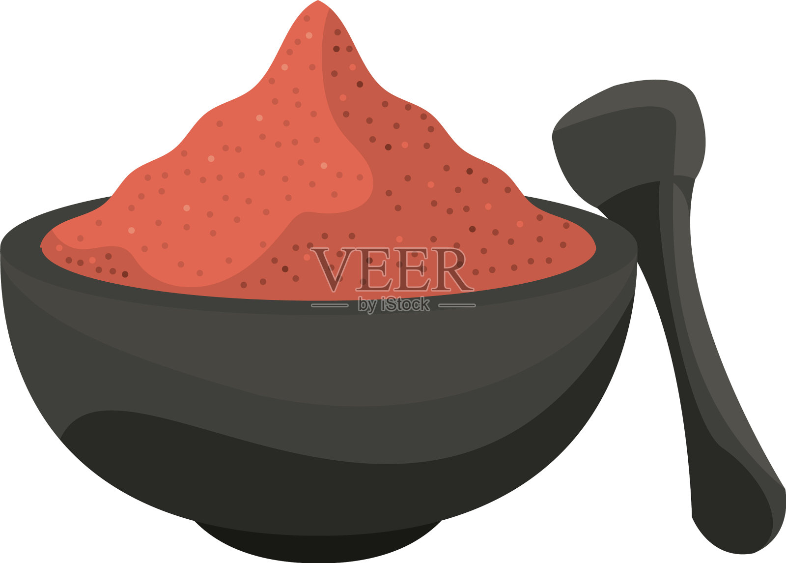 辣椒粉在石臼里插画图片素材