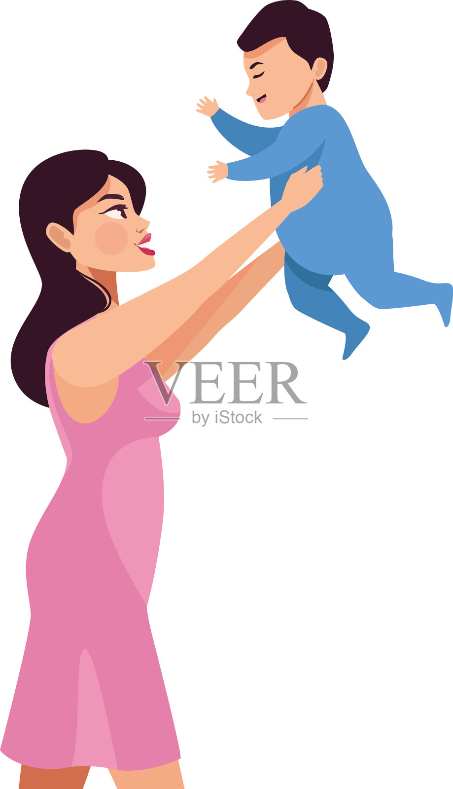 妇女抱起新生儿插画图片素材