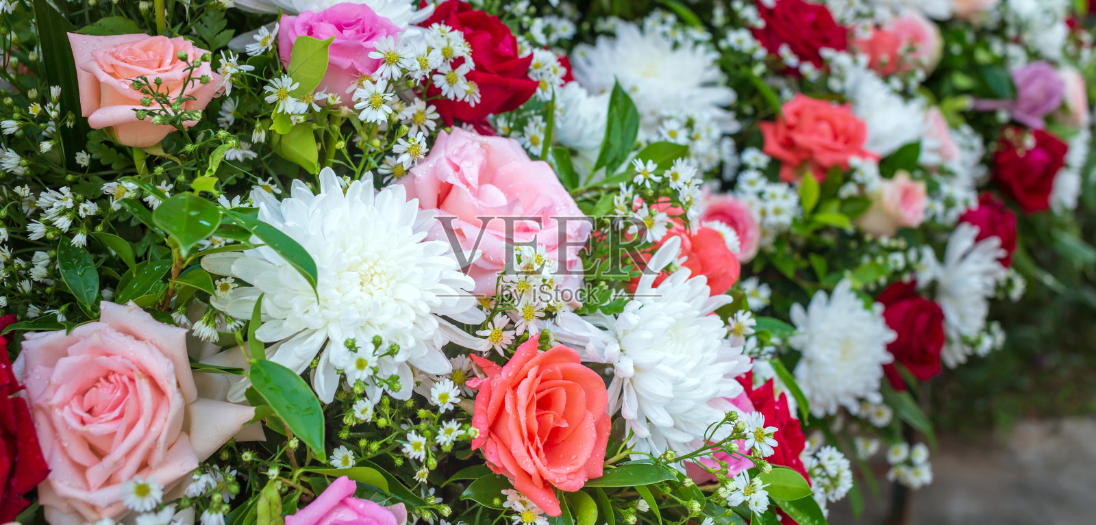 一束鲜花或色彩鲜艳的鲜花框架和花束背景照片摄影图片