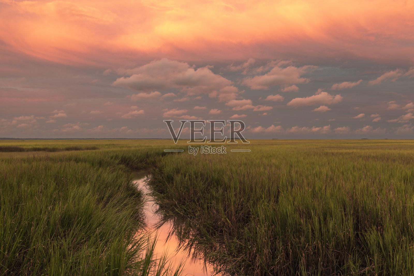 日落的潮汐溪照片摄影图片