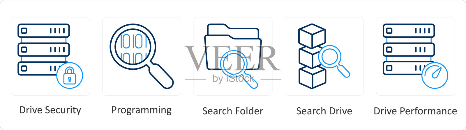 一套5混合图标驱动器安全，编程，搜索文件夹图标素材